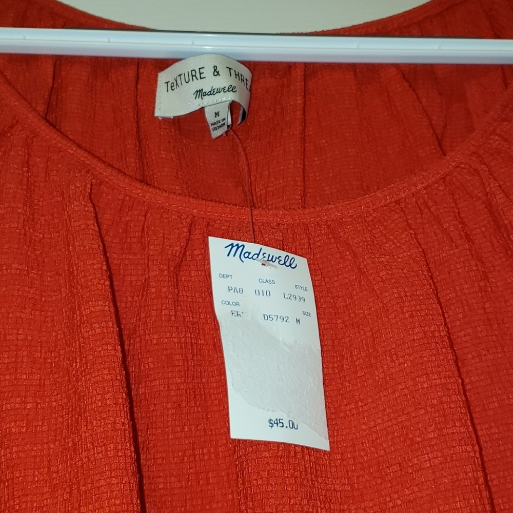 Cute Red Texture and Thread Madewell Top - Picture 3 of 10